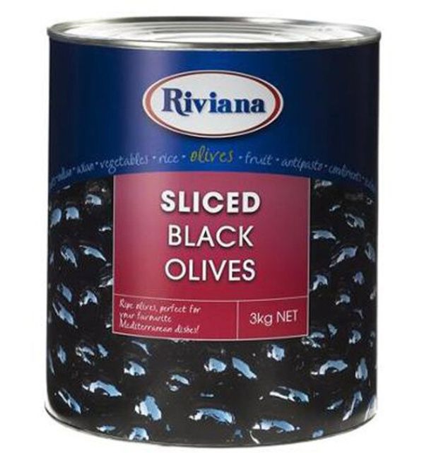 OLIVES BLACK SLICED 3KG RIVIANA ea (CTN6)