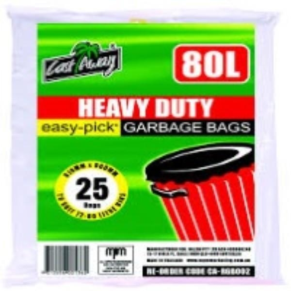 BAG GARBAGE (036) 80L CLEAR PK25 (CTN 250)