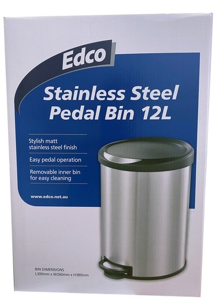 BIN PEDAL STAINLESS STEEL 12L - Click for more info