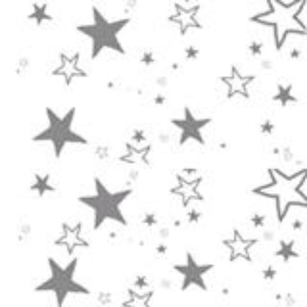 TABLECLOTH RECTANGLE SILVER STARS PLASTIC 137 x 274cm - 388182