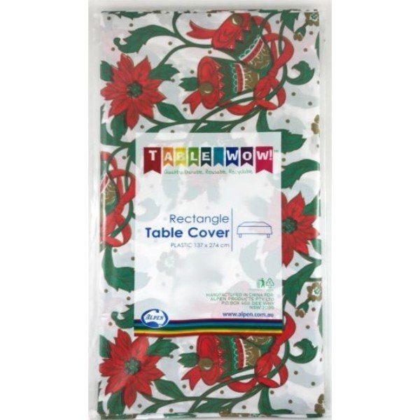 TABLE CLOTH RECTANGLE XMAS PLASTIC 137 x 274cm - 388190 - Click for more info