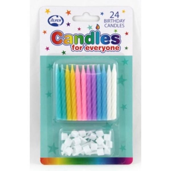 CANDLE PASTEL WITH HOLDER PKT24  - 431127