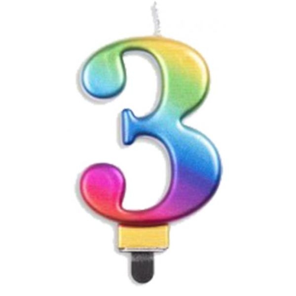 CANDLE NUMBER 3 RAINBOW - 431233