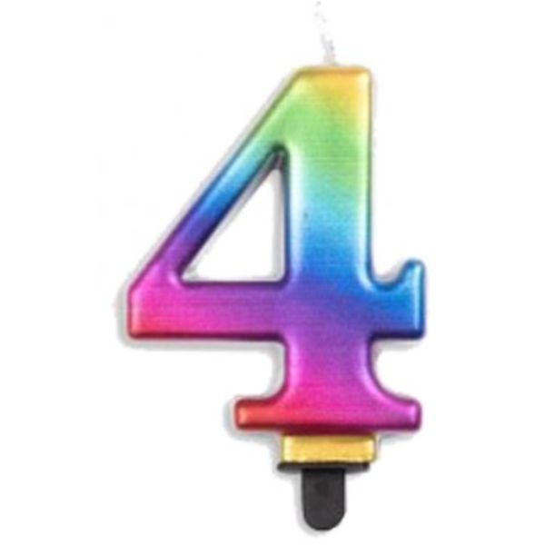 CANDLE NUMBER 4 ea RAINBOW - 431234