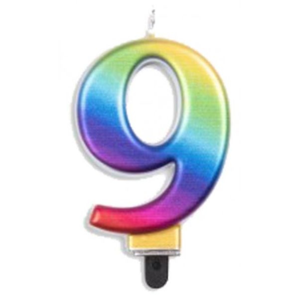 CANDLE NUMBER 9 RAINBOW -431239