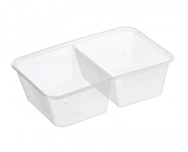 CONTAINER 2 COMPART RECTANGLE 650 ml GENFAC PK50  CTN250 - A11650D