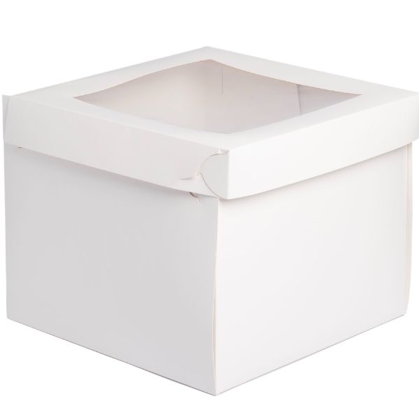 CAKE BOX WHITE SQUARE 12x12x10" (PACK 10 ONLY) WINDOW .54THICKNESS - CB121210