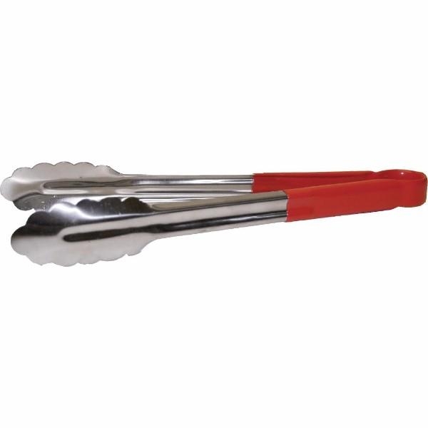 COLOUR CODED SERVING TONG RED ONE PIECE 300MM - CB154