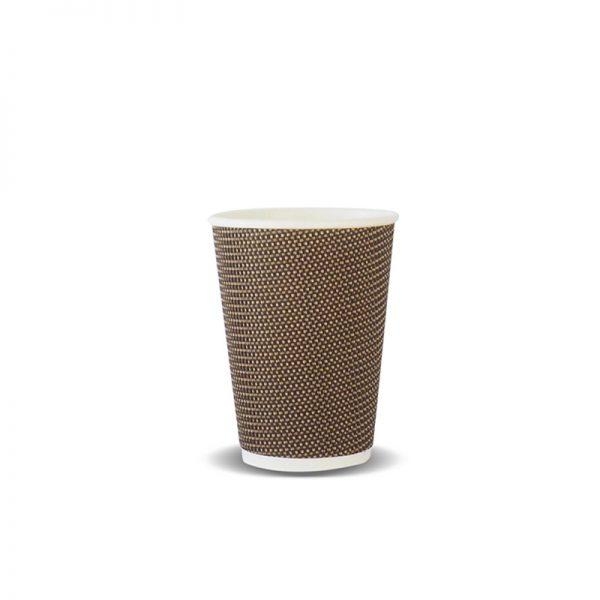 CUP 12oz COFFEE CHECKERED TRIPLE WALL BROWN PK25 (CTN500) - CCBRN12
