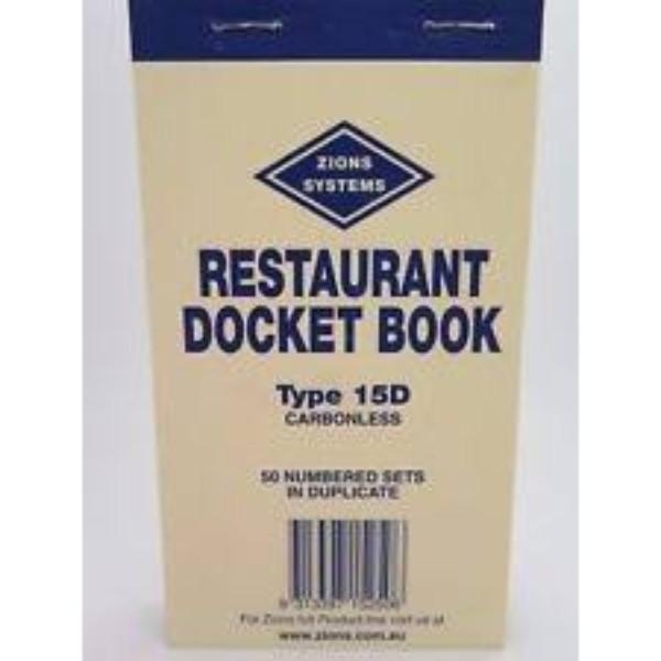 BOOK DOCKET RESTAURANT DUP. 15D EA. (CTN 100) - DBLR92