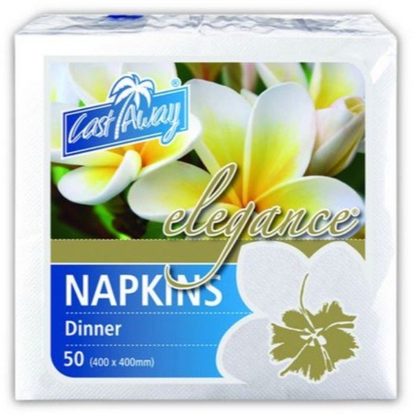 NAPKIN 2PLY DINNER ELEGANCE WHITE PKT50 (CTN500) - NAPEDINWH