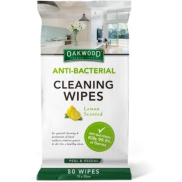 ANTI-BACTERIAL CLEANING WIPES PK50 OAKWOOD - Click for more info