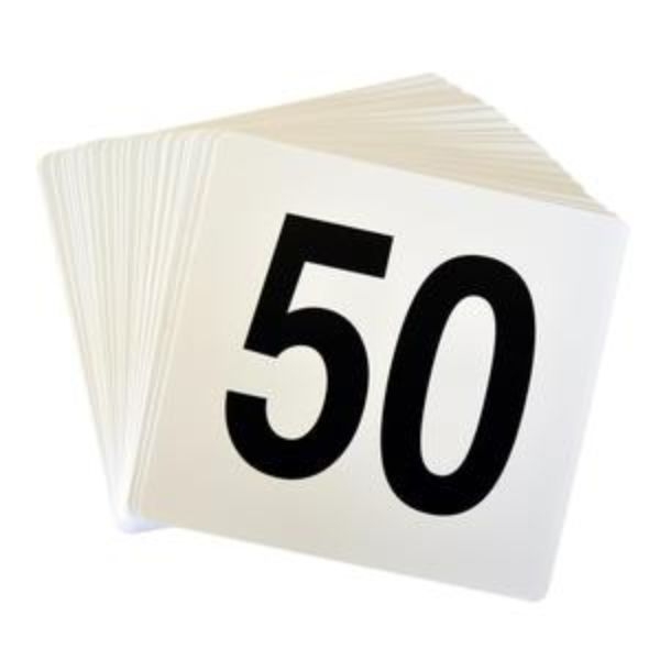TABLE NUMBER CARD SET 1-50 BLACK ON WHITE (95mm x 105mm) - TK08155
