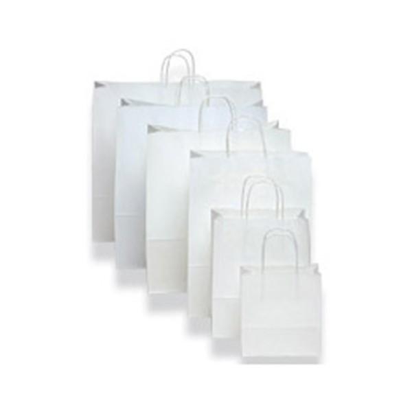 BAG WHITE WITH HANDLE BABY PAPER  PK 10 (CTN 500) 260x150x60mm - WKPT265