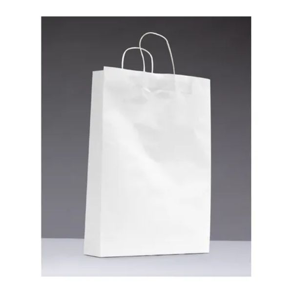 BAG WHITE WITH HANDLE LARGE PAPER PKT 10 (CTN250) 480x340x90mm - WKPT480