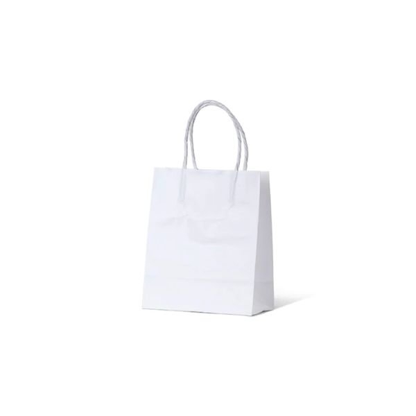 BAG WHITE W/HANDLE MINI (RUNT)PAPER  PK10  (CTN500) 165x140x75 - WRUNT